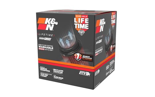 K&N High-Flow Original Lifetime Universal Clamp-On Air Filter: High Performance, Premium, Washable: Flange Diameter: 4.5 In, Filter Height: 6 In, Flange Length: 0.625 In, Shape: Round Tapered, RU-4740
