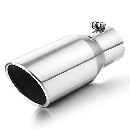 A-KARCK Exhaust Tip 3.5 Inch Inlet, 3.5” Inlet 5" Outlet 12" Long Stainless Steel Polished Finish Tailpipe Tip, Bolt On Design - size: 3.5" Inlet 5" Outlet 12" Long, style: POLISHED