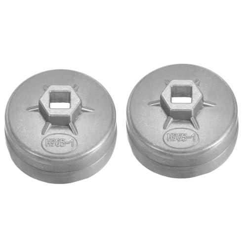 HARFINGTON 2pcs Oil Filter Cap 14 Flute 81.5x45.5x74mm (WxHxID) 1/2" Square - size: 14 Flute 81.5 x 45.5 x 74mm