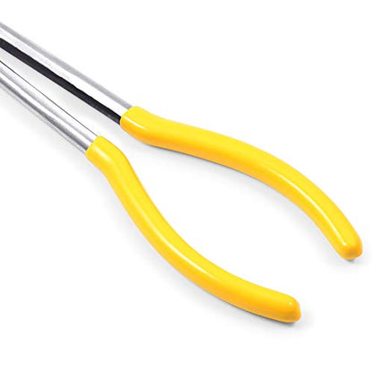 SPEEDWOX 11 Inches Long Reach 25 Degree Bent Long Nose Pliers Needle Nose Pliers Serrated Jaws - style: 25°