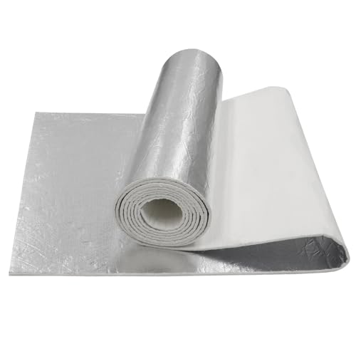 Heat Shield Aluminum Foil Faced Mat 2300℉ Ceramic Fiber Barrier Insulation Thermal Shield Material Sheet Protection from High Temperature (None-Adheisive,190mil-75" x 24") - size: 190mil-75" x 24", style: None-Backing Paper
