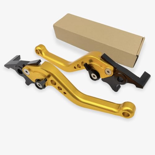 Motorbike Brake Lever,1 Pair Universal Adjustable Aluminum Modification Double Disc Clutch Brake Levers for Most Motorcycle Scooter Electric Bike (Gold) - color: Gold