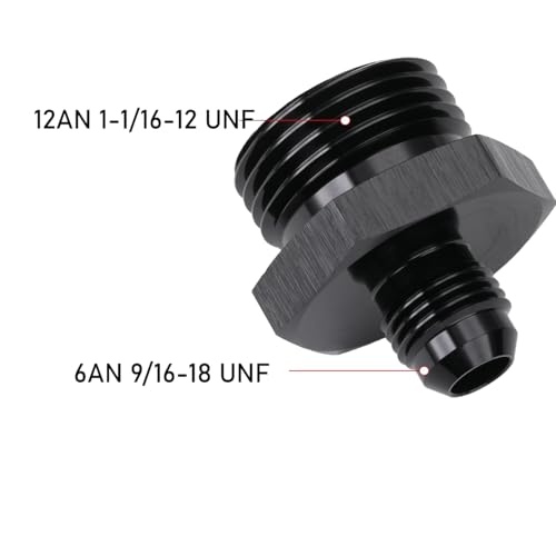 6AN Male Flare to 12AN ORB O-ring Boss Fuel Pump Rail Adapter Fitting Aluminum Black - color: Black - 1PC, size: 6AN to 12AN ORB