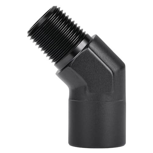 1/2 NPT Female to 1/2 NPT Male 45 Degree Fitting Adapter Coupler Union Aluminum Black - color: Black - 45 Degree, size: 1/2 NPT