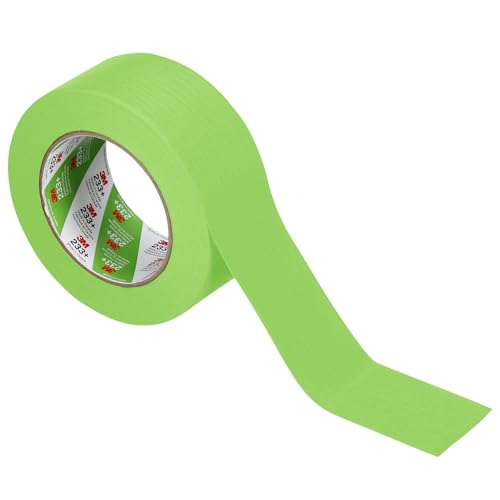 3M Scotch 233+ Crepe Paper Automotive Refinish Performance Masking Tape, 250 Degree F Performance Temperature, 25 lbs/in Tensile Strength, 55m Length x 72mm Width, Green