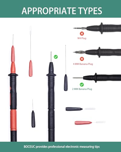 Electrical Back Probe Needles, 8pcs Back Probe Kit Automotive for Instrument Parts Accessories 2mm Socket Test Leads Diameter 0.7mm Pins Fine Tester Puncture