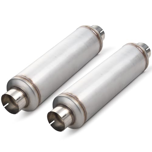 A-KARCK 4" Inlet Exhaust Resonator, 4" Inlet 4" Outlet 30" Overall Length Muffler Universal Resonator Stainless Steel Straight Through Design Exhaust Tip for Cars, 2 Pack - color: 2 PCS, size: 4" Inlet 30" Overall Length（7" wide）