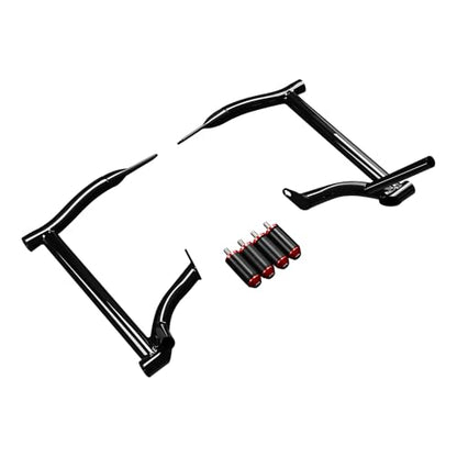 TCT-MOTORPARTS Engine Guard Crash Bar & Saddlebag Guards Fit For Harley Touring Street Glide Road King Electra Glide CVO Tri Glide 2009-2024 - color: Black+Red Guad Crash Bar