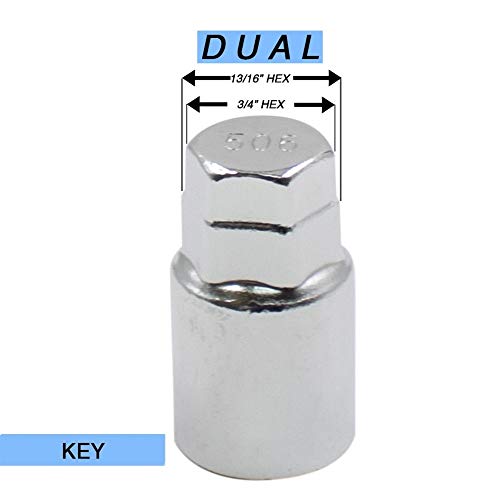 Wheel Accessories Parts 4 Locks + Key M12x1.5 12x1.5 Thread OEM Style Wheel Locks 1.5" Long Chrome Dual Hex Key 13/16" & 3/4" Hex Fits Toyota Camry | Corolla | RAV4 | Tacoma | - size: M12x1.5, style: Toyota