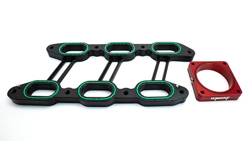 Intake Manifold Spacer and Throttle Body Spacer Kit Compatible with 3.0L EcoBoost Engines | Billet Aluminum Performance Airflow Upgrade | Hardware Included (Red) - color: Red