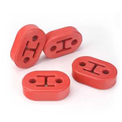 2 Hole Exhaust Hangers Upgrade EPDM Bushing Muffler Insulator Shock Absorbent Mount Bracket High-Density Muffler 12mm Hole (73mm x 47mm x 21mm) Universal Fit - Pack of 4 (Red) - color: RED