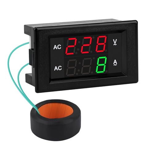 DROK Volt Amp Meter, AC 500V 500A Digital Voltmeter Ammeter Panel, 0.39 Inches LED 2in1 Multimeter, 2-Wire Voltage Amperage Tester Gauge with Current Transformer - size: AC 500V 500A