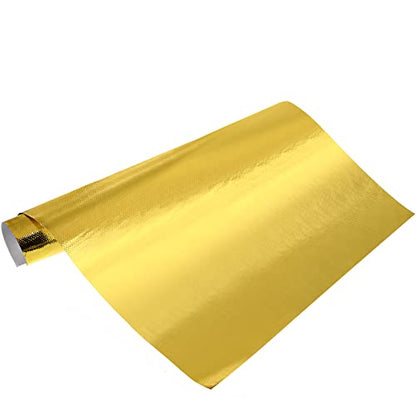 BBTO Heat Reflective Sheet Adhesive Backed Aluminized Fiberglass Heat Shield Tape Protection Barrier Heat Shield Resistant Material for Hose and Auto Use Heat Insulation Sheet(Gold, 12 x 24 Inch) - color: Gold, size: 12 x 24 Inch