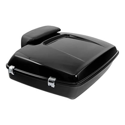 TCT-MOTORPARTS Chopped Tour Luggage Trunk Backrest Pad Chrome Mount Bracket Fit for 2014-2025 Harley Touring CVO Road Glide Street Glide Special Road King Electra Glide - color: Vivid Black Chopped Trunk+Chrome Rack#1
