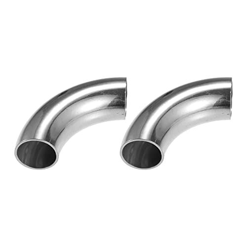 X AUTOHAUX 2pcs OD 1" 90 Degree Mandrel Bend Elbow Silver Tone - size: 1"