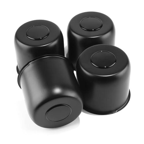 4Pcs 4.9" Stainless Trailer Wheel Center Caps, 4.47" H Matte Black - color: Matte Black, size: 4.9" Hub 4.47"H