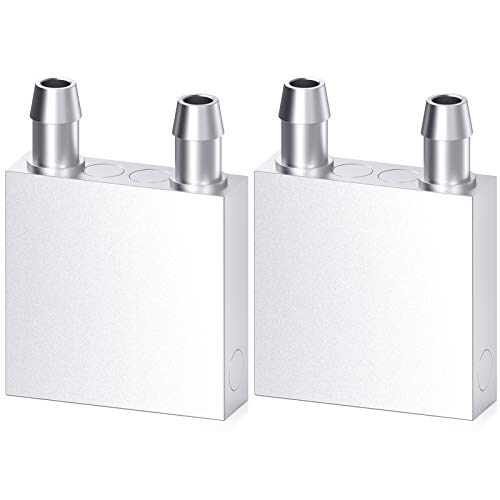 Aluminum Water Cooling Block, Liquid Water Cooler Heat Sink System for PC Computer CPU Graphics Radiator Heatsink Endothermic Head Silver 2pcs(40mm x 40mm x 12mm) - size: 40mm
