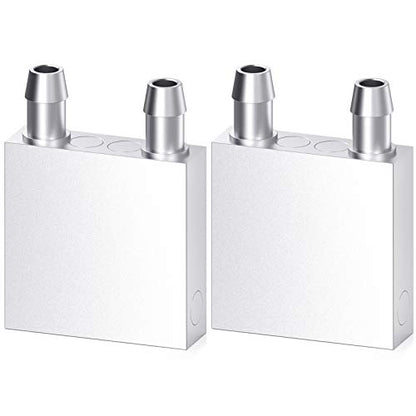 Aluminum Water Cooling Block, Liquid Water Cooler Heat Sink System for PC Computer CPU Graphics Radiator Heatsink Endothermic Head Silver 2pcs(40mm x 40mm x 12mm) - size: 40mm