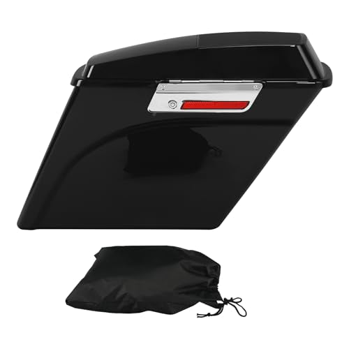 TCMT Vivid Black 5" Stretched Saddlebags 6X9 Speaker Lid Fits For Harley Touring Models CVO Road Glide Road King Street Glide Electra Glide Ultra Classic 1994-2013 - color: Vivid Black Chrome Latches(6x9 Speaker Lid)