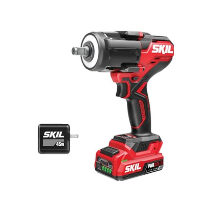 SKIL PWR CORE 20 Brushless 20V 1/2-Inch Mid-Torque Impact Wrench with Three Speed Selection, Includes 2.0Ah USB-C Battery and 45W USB-C Charger - IW5761B-1C - style: Impact Wrench Kit_Mid-Torque(USB-C)