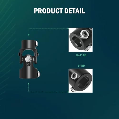 3/4" DD × 1" DD Universal U Joint for Steering Shaft - color: Black, size: 3/4" DD x 1" DD