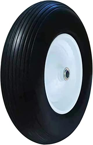 4.80/4.00-8 Tire and Wheel, 1 Inch Axle, 3" Hub Flat Free 16 Inch Solid Tire Replacement for Wheelbarrow, Log Splitter, Wheel Barrel, Yard Cart, Garden Wagon