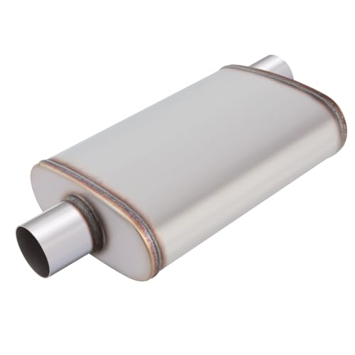 LCGP 2.5 inch Muffler, Performance Chamber Exhaust Muffler, 2.5" Center In/Offset Out, 20" Overall Length Straight-Through Performance with Stainless Steel Muffler for Truck, Cars(2.5''Inlet/Outlet) - color: Center In / Offset Out, size: 2.5 Inch