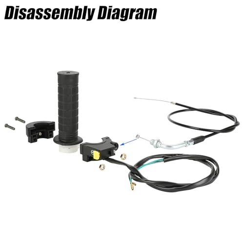YOXUFA Throttle Cable Twist Throttle Handle Grip Assembly for 2 Stroke Engine 80cc 100cc 49cc 50cc Gas Motor Motorized Bicycle Bike Parts with 7/8" 22mm Handlebar - size: 35.4" Cable