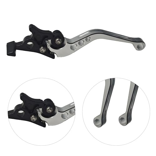 1 Pair Silver Motorcycle Brake Clutch Levers, CNC Aluminum Alloy Handle Set for Scooter Motorbike, Adjustable Replacement Parts - color: Silver