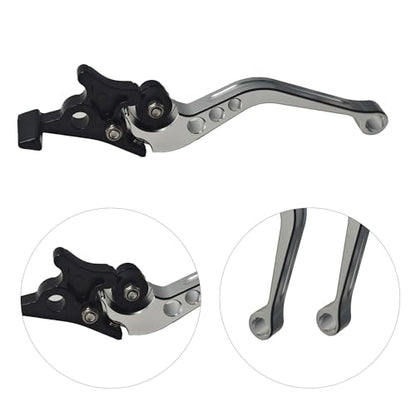 1 Pair Silver Motorcycle Brake Clutch Levers, CNC Aluminum Alloy Handle Set for Scooter Motorbike, Adjustable Replacement Parts - color: Silver