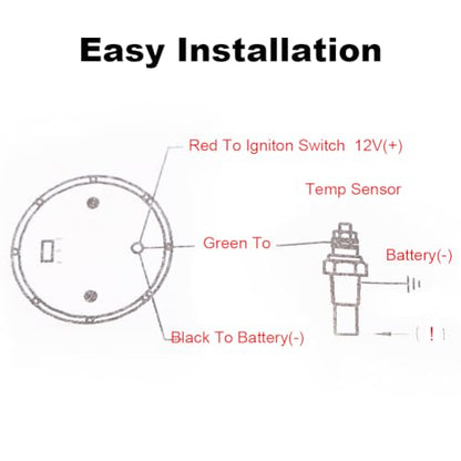 2inch 52mm Oil Temp Temperature Gauge Meter 104-302℉ DC12V with Sensor - color: Oil Temp Gauge