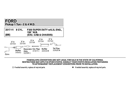 Walker 52586 Direct Fit Exhaust Resonator and Pipe Assembly 3" Inlet (ID) 3" Outlet (OD) for Ford F-250 Super Duty