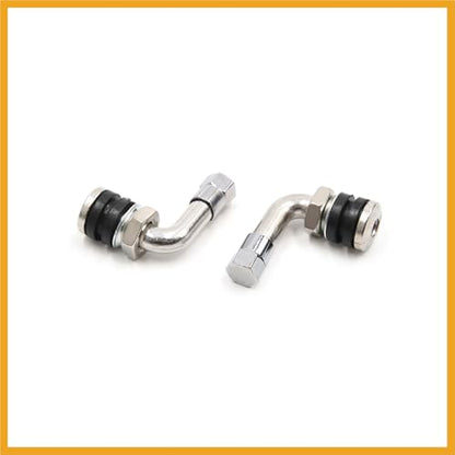 4 Pcs 110 Degree Angle Anti-Leakage Tubeless Tire Valve Stem Cap Silver Tone for Motorcycle Replacement