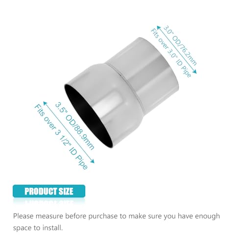 Universal 3" OD to 3.5" OD Exhaust Pipe Adapter Connector Reducer 304 Stainless Steel 3 Inch to 3.5 Inch 3” OD to 3 1/2” OD kit - size: 3" OD to 3.5" OD
