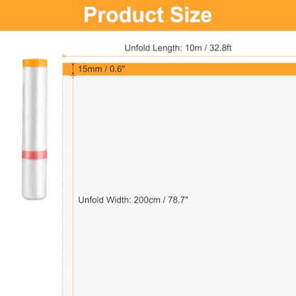 HARFINGTON 3Roll Pre-Taped Masking Film 78.7" x32.8ft for Painting Covering - size: 78.7"x32.8ft