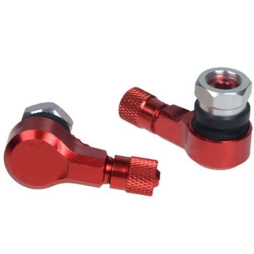 TEAMWILL 2PCS Motorcycle CNC Aluminum 11.3mm Tire Wheel Stem Valve 90 Degree Angled (Red) - color: Red