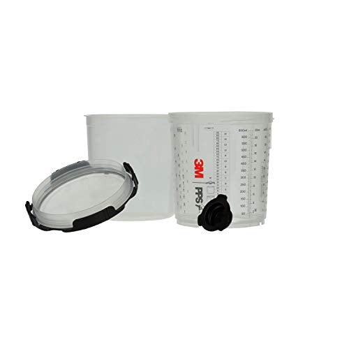 3M 26000 PPS 2.0 Spray Gun Cup, Lids and Liners Kit, Standard, 200-Micron Filter, 22 Ounces, BLACK,SILVER - size: Standard, 200-Micron Filter