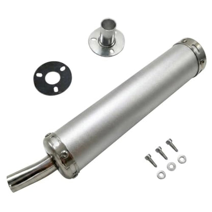 BADASS SHARKS 22mm 2-Stroke Exhaust Muffler For 50cc-150cc Dirt Bike - color: Metallic silver