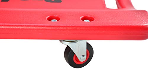 Pro Lift Mechanic Plastic Creeper 36 Inch - Blow Molded Ergonomic HDPE Body with Padded Headrest - 300 Lbs Capacity - color: Red