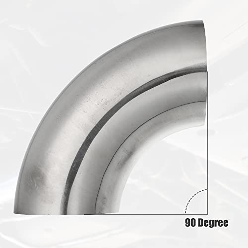 X AUTOHAUX 2pcs OD 2.25 Inch 90 Degree 1.5mm Thickness Mandrel Bend Elbow SS304 Stainless Steel Bend Tube Exhaust Elbow Pipe for Car Modified Exhaust System - size: 2.25"