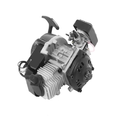 49cc Engine 2 Stroke Engine Dirt Bike Engine Pit Bike Engine Parts for 33CC/36CC/43CC/47CC/49CC Dirt Bike, Pit Bike, Go-Kart, Air-Cooled, Aluminum Alloy, 44mm Bore, 25H Chain, 7T Sprocket