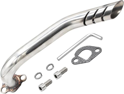 Exhaust Header Pipe Kit for Coleman CT200u CT200u-ex BT200X KT196 196cc 6.5hp, for Non-Hemi Predator 212cc Baja Warrior MB200 GX160 GX200 Engine Axis M200 Mini Bike - color: Silver