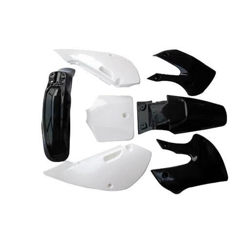 Black + White Plastics Fender Kit For KLX 110 KX65 125cc 150cc Dirt PIt Bike