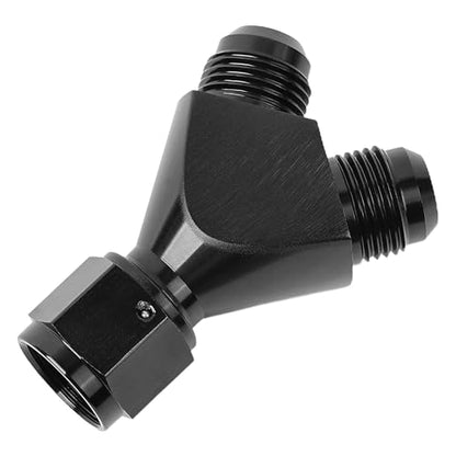 EVIL ENERGY 8AN Female to 8AN Male Flare Fitting, Y Block Union Splitter Swivel Adapter Fitting Aluminum Black - size: 3×8AN