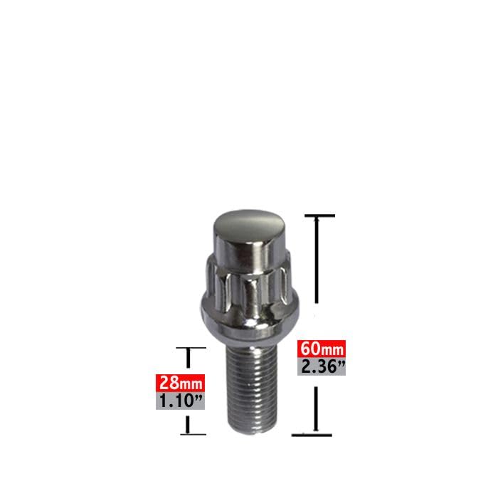 Wheel Accessories Parts 4 Locks + Key M14 x 1.5 14 x 1.5 Thread Ball Seat Lug Bolt Lock Chrome Finish 28mm Shank Length Dual Hex Key 17mm & 19mm fits Mecedes-Benz C EQB EQE GLA GLB SL-Class - color: Chrome M14x1.5, size: Mercedes Ball Seat