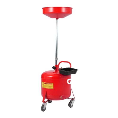 Garvee 8 Gallon Portable Waste Oil Drain Tank, Oil Lift Drain Pan Air Operated Drainer, Fluid Fuel Drainage Adjustable Funnel Height with Wheels - color: Red