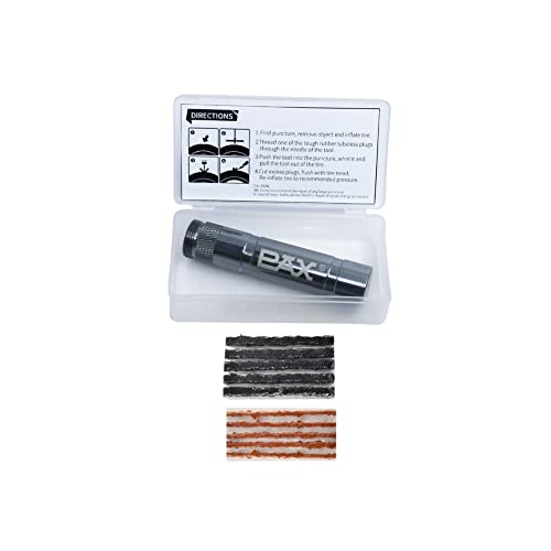 PAX 12 Pcs Tubeless Bike Tire Repair Kit, Includes Storage Canister, Plugger Tool, 10 Pcs Tire Plug Strips, Fast Flat Puncture Fix for MTB, Gravel and Road Bicycle Tires - Silver Gray - color: Silver Gray