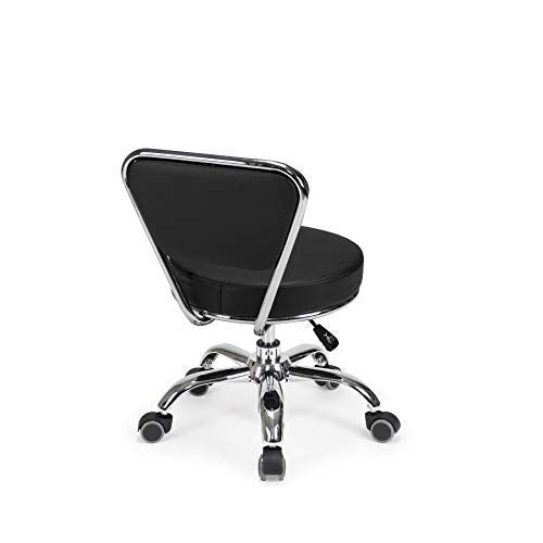 MAYAKOBA Dayton Rolling Stool with Backrest – Black Pneumatic Seat, Adjustable Height 13"-15", Ergonomic Design for Home Office, Garage, Gardening, Lab, School, Mechanic Tasks - color: Black