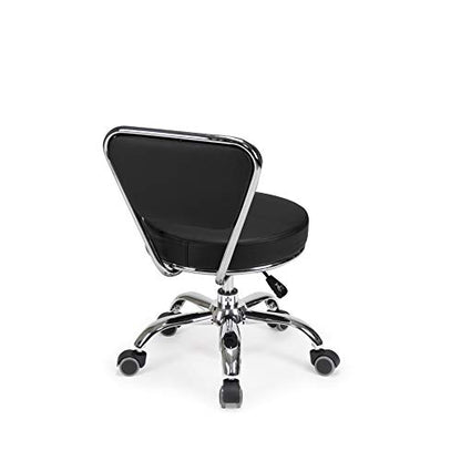 MAYAKOBA Dayton Rolling Stool with Backrest – Black Pneumatic Seat, Adjustable Height 13"-15", Ergonomic Design for Home Office, Garage, Gardening, Lab, School, Mechanic Tasks - color: Black