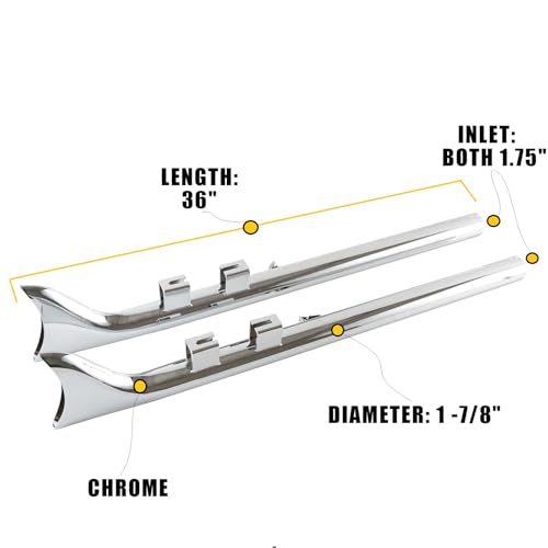 SHARKROAD 36 Inch Fishtail Exhaust for Harley Touring Models 2009-2016 - style: HDFT-3695C, 36" Chrome